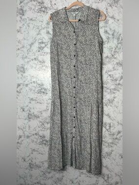 croft & barrow Black and White Button-Front Maxi Skirt